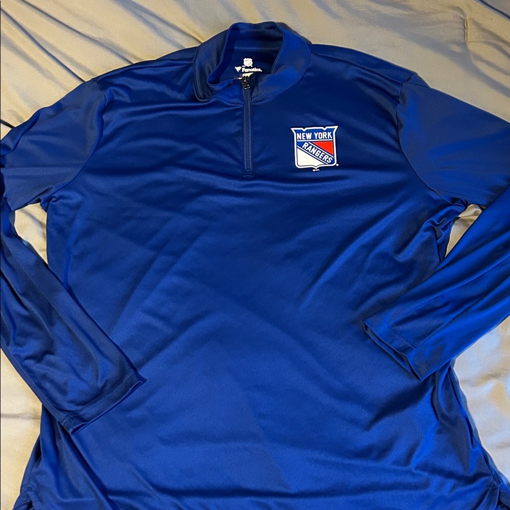 NHL New York Rangers Men's Long Sleeve 1/4 Zip Polyester Shirt‎ - Size XL